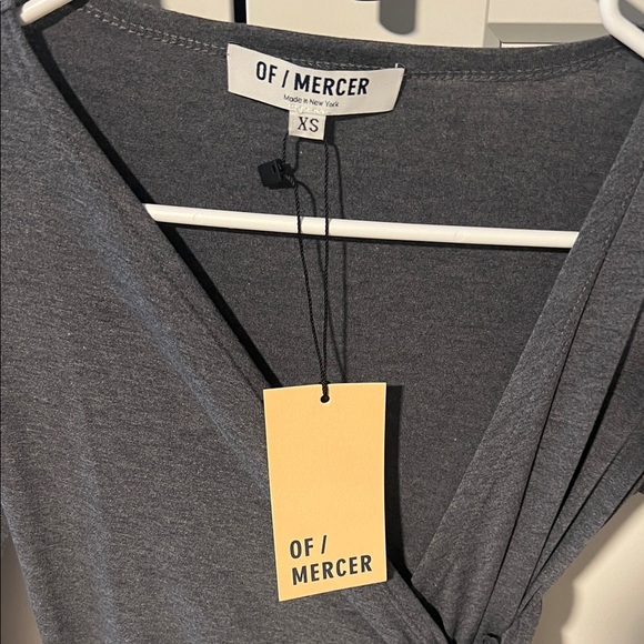 Elegant Charcoal Long Sleeve Wrap Dress - Picture 2 of 4